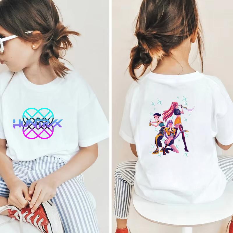 Kpop Hunter Girls' Korean Printed Short Sleeve Medium to Small Kids' T-Shirt