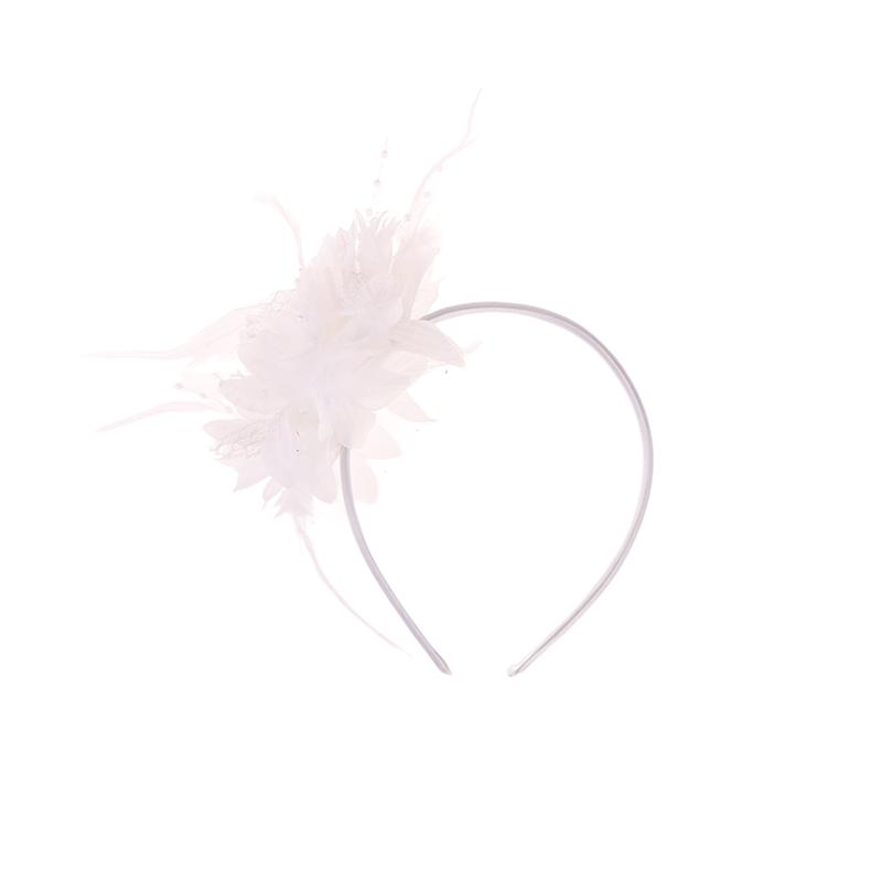 1Pcs Women Fascinator Hat Headband Flower Feather Mesh Yarn Cocktail Party Wedding Hair Accessories Head Decoration