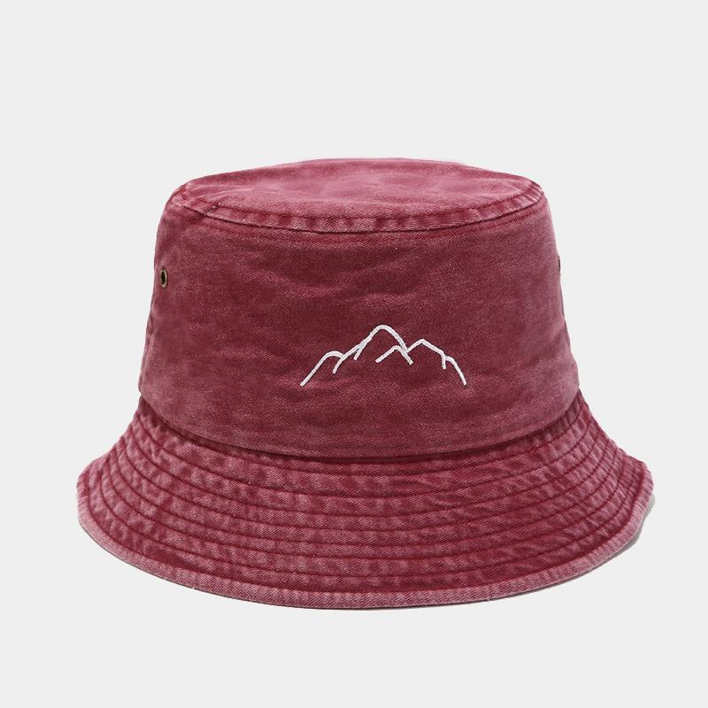 European and American Washed Old Mountain Embroidery Fisherman Hat Retro Men and Women Outdoor Sports Mountaineering Fishing Hat