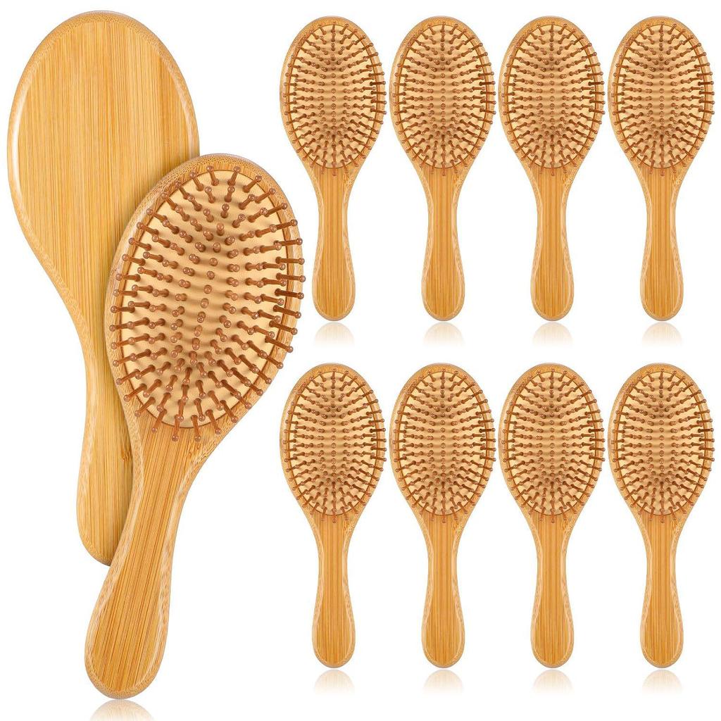 Bamboo Wood Air Cushion Meridian Massage Comb for Smooth, Anti-Static Long Hair