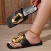 Women Flip Flops Slippers   Summer Outdoor Metal Buckle Designer Shoes Casual Comfortable Slip-On Sandals Slides Women