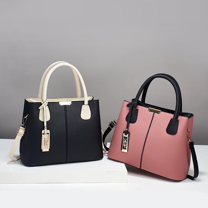 2023 Stylish Color Block Handbag Large Capacity Casual Shoulder Bag Cross-border Trendy Pu