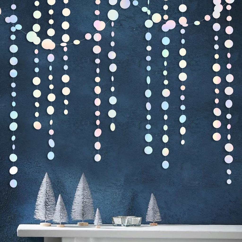 46 Ft Navy Blue and Gold Circle Dots Garland Royal Blue Hanging Paper Polka Dot Streamer for Birthday Wedding Bridal Baby Shower Graduations Nautical