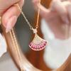Gradient Pink Skirt Necklace: Women's Luxury Fan-Shaped Clavicle Chain