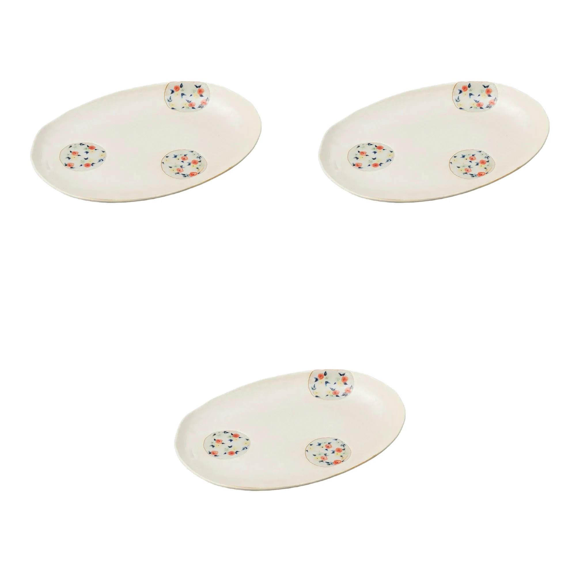 

Набор из 3 маленьких тарелок для пасты с круглым цветочным узором x 18 x Тарелка неправильной формы Сделано в Кита Setomonohonpo [24,5 1,8 см] (Средняя)