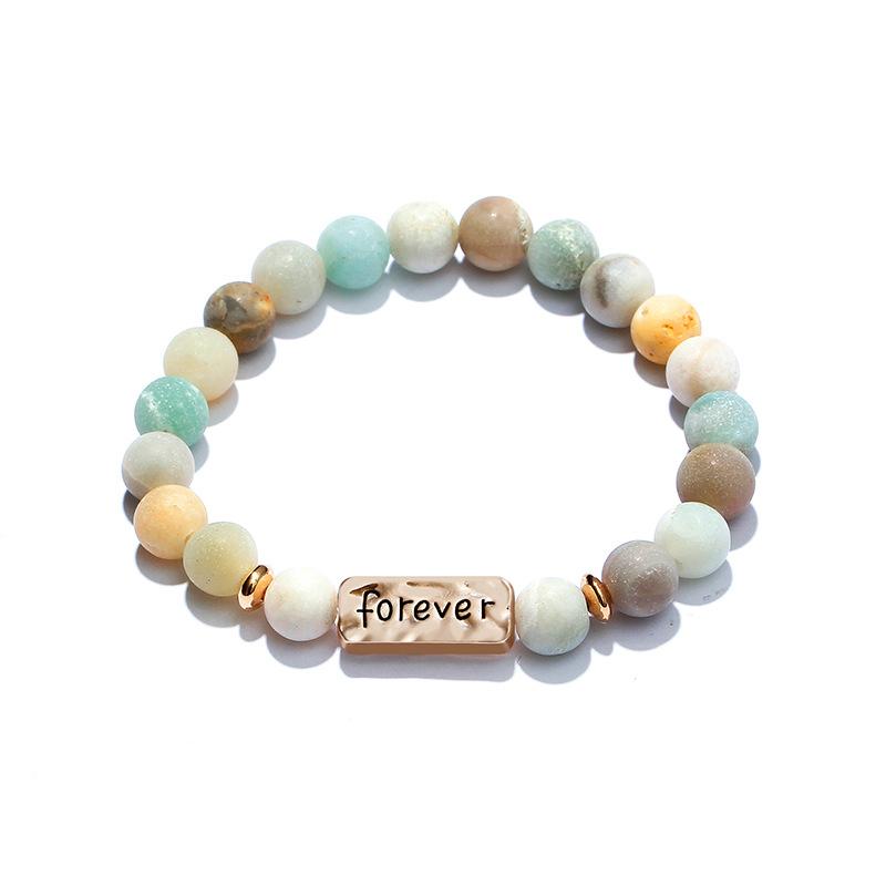 ZRM Best Friends Forever Bracelets Nature Stone Bracelet For Bestfriends Colorful Beads Bracelets Adjustable Resilience Bangle 21cm
