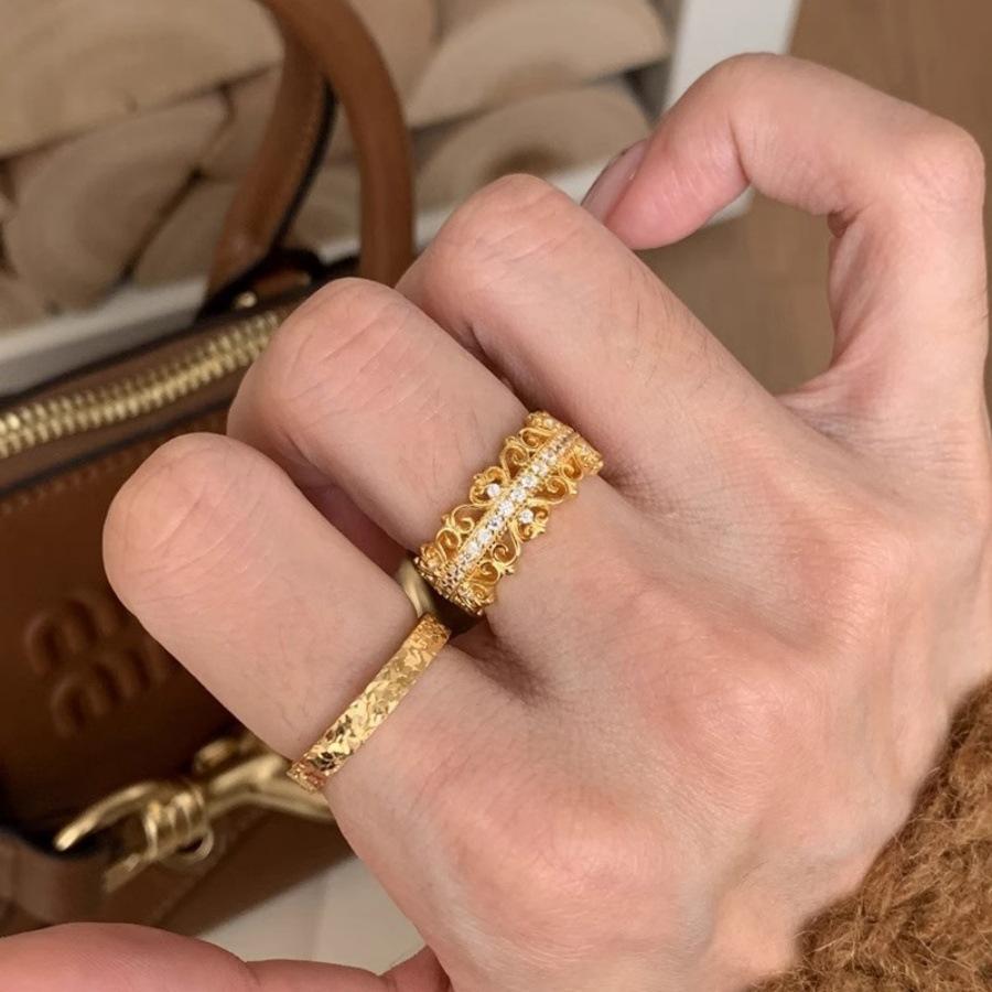 Romantic Zircon Lace Ring, Antique Niche Light Luxury Ring, Versatile Index Finger Ring