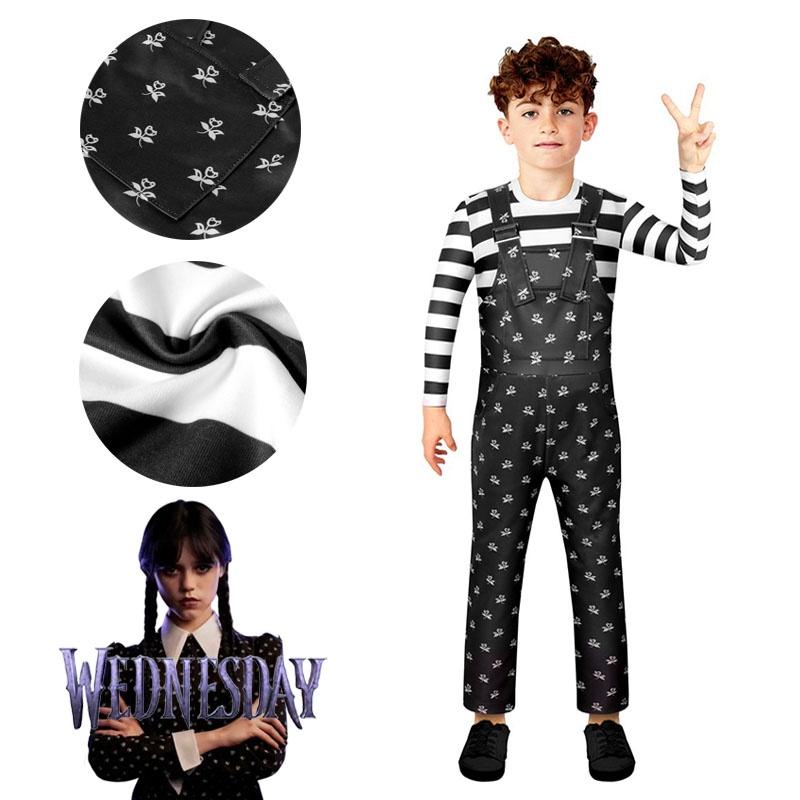 Wednesday Addams Cosplay Costumes Boys Girls Kids Overalls Halloween Xmas Party