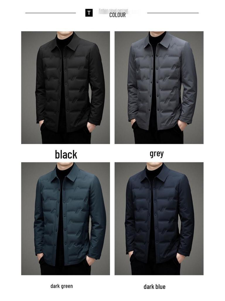 2025 Herren Slim-Fit Winter-Daunenjacke aus weißer Entendaune - Polyester Business Casual Oberbekleidung
