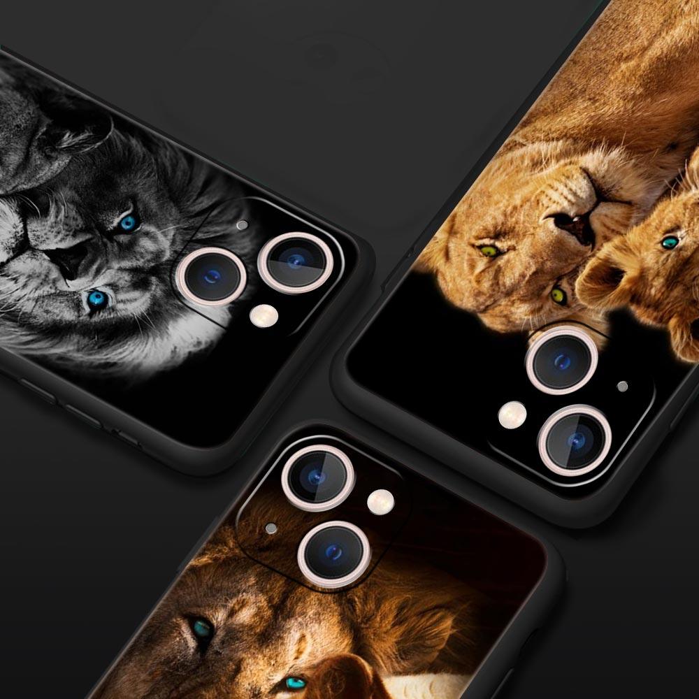 Lion Alpha Male Cub Phone Case For iPhone 17 16 15 Pro Max 11 12 13 14 7 8 Plus SE 2020 X XR XS Cover Soft Black