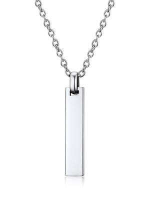 [PROSTEEL] שרשרת תליון פלטה פשוטה לגברים, פלדת אל-חלד כירורגית 316L, היפואלרגנית, עמידה בפני חלודה, באורך 55 ס"מ [שרשרת אזוקי, כסף]