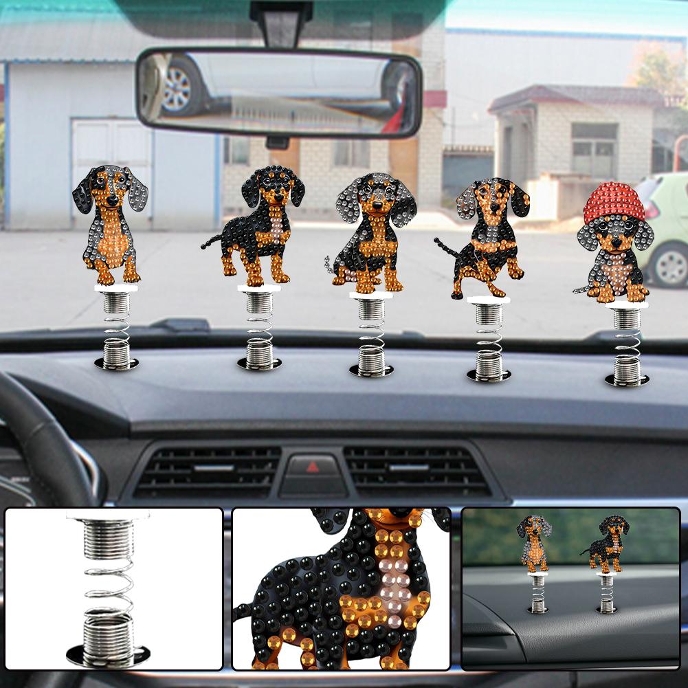 5Pcs Frog Diamond Painting Car Dashboard Shake Head Doll Shaking Head Desk Ornaments Spring Stand Dancing Doll for Women Girls