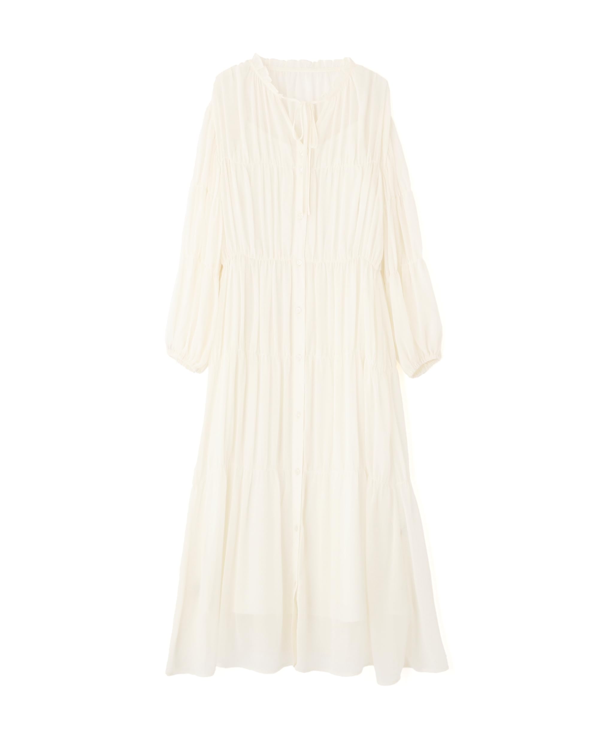 

Proportion Body Dressing Ecru Sheer Shirring Casual Dress Women s