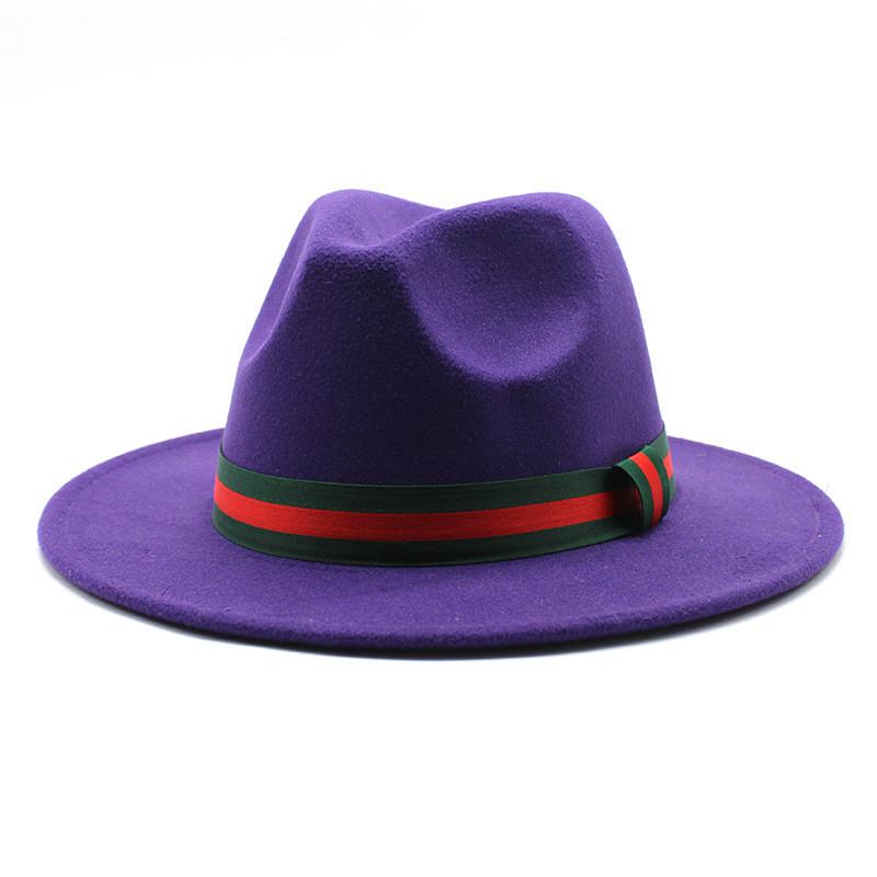 Fall Winter Fedora Hat For Men Women With Leopard Print Wool Felt Wide Brim Sun Protection