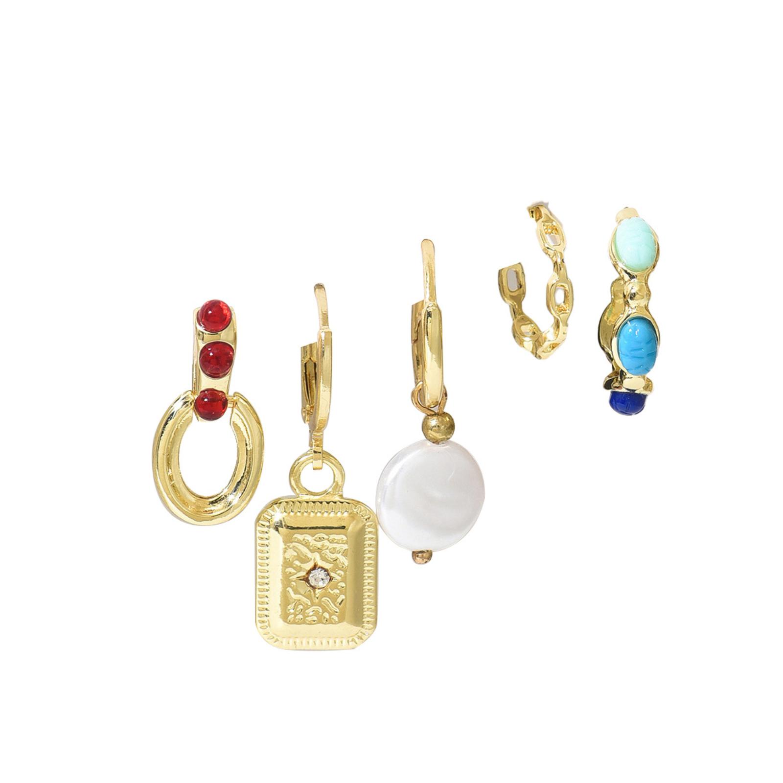 Минималистичные женские серьги с цветочным узором - Стильные преувеличенные серьги-пусеты из блестящего металла, Многоцветные - Уникальные серьги-пусеты из сплава One Size