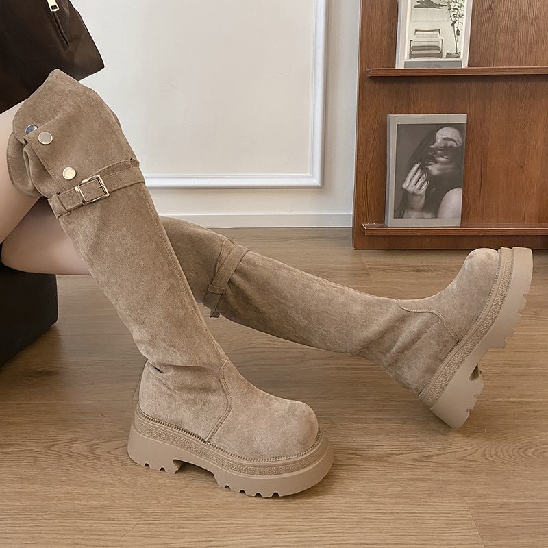 2025 autumn and winter new two-wear beautiful knee boots women's fashion versatile and comfortable thick-soled women's high boots