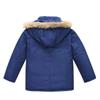 Middle and Big Children's Cotton Jacket Solid Color Thickened Warm Rushing Jacket Boys and Girls Hair Collar Removable Hooded Jacket