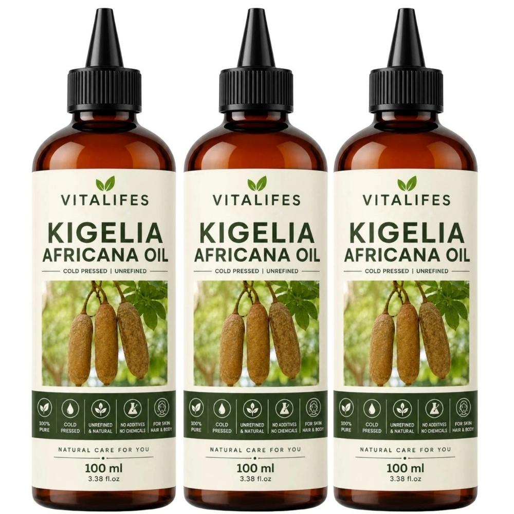 Kigelia Africana Oil 3-Pack 100ml Each – Herbal Body Massage Oil for Hydrated, Smooth & Healthy-Looking Skin 100ml