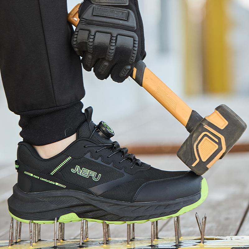 Hochwertige Arbeitssicherheitsschuhe Drehbarer Knopf Arbeitssneaker Stahlkappenschuhe Anti-Quetsch Anti-Durchstich Arbeitsstiefel Unzerstörbar