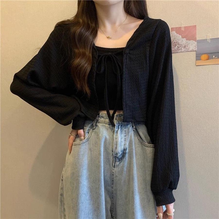 2024 Spring/Summer White Water Ripple Lantern Sleeve Sunscreen Cardigan Shawl