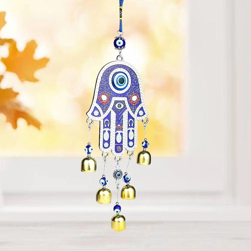 Hamsa Hand Fatima Hand Wind Chimes Good Lucky Hamsa Hanging Pendant  Outdoor Garden