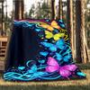 1pc Butterfly Print Outdoor Flannel Blanket , Machine Washable Perfect Gift for Birthday , Holiday Travel Accessory , Durable Material
