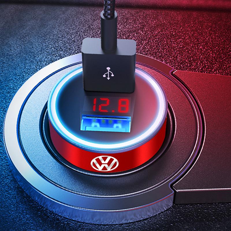 Car Charger 2 USB Ports Fast Charging Digital Display Car Accessories For Volkswagen Touran Golf-4 5 6 7 Passat Polo MK4 Bora Altea Alhambra