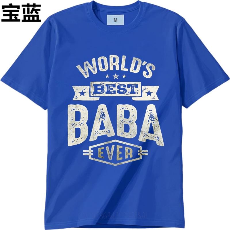 T Shirt Men Casual Round Neck Tee Oversized Summer Boys T Shirt Worlds Best Baba Ever Short Sleeve Relaxed Fit ONeck Tshirt