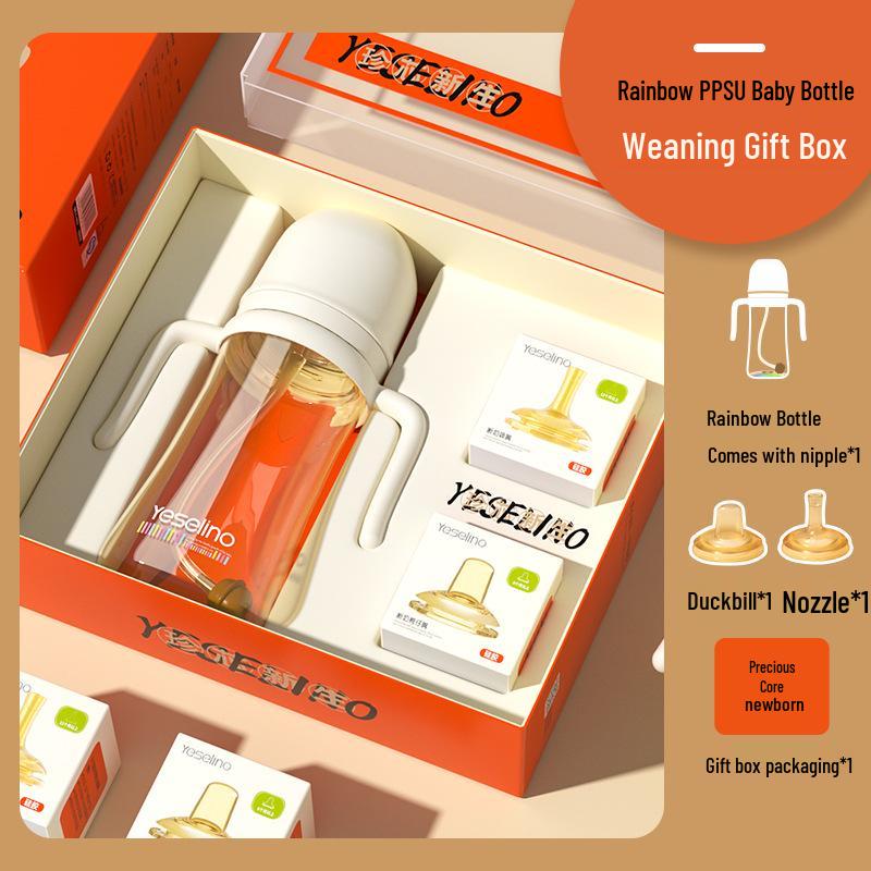 

PPSU Детская бутылочка и поильник с трубочкой для 6 месяцев+ - Антиколиковая и против удушья, бутылочка для отлучения от груди с подарочной коробкой для детей 1-3 лет.