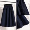 DIMANAF 2026 Summer Plus Size Women Skirts Elastic Waist Denim Blue Oversize Casual Lady Long Skirts Cotton Solid