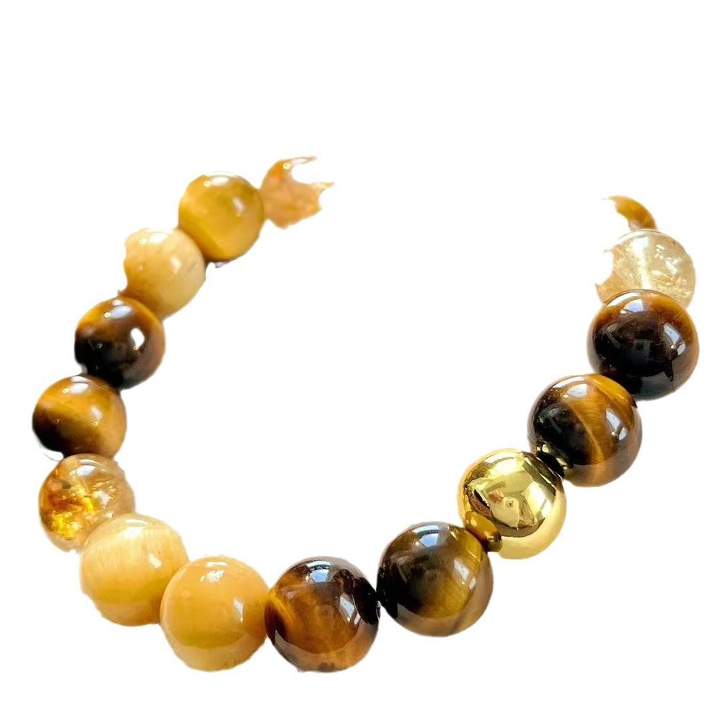 High Quality Autumn And Winter Retro Maillard Style Natural Gold Tiger'S Eye Stone Bracelet Bracelet.