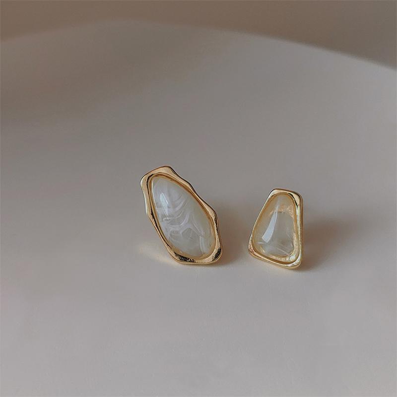 Trendy Vintage Transparent Resin Acrylic Metal Earrings Korean Irregular Geometric Statement Drop Earrings Brincos Jewelry