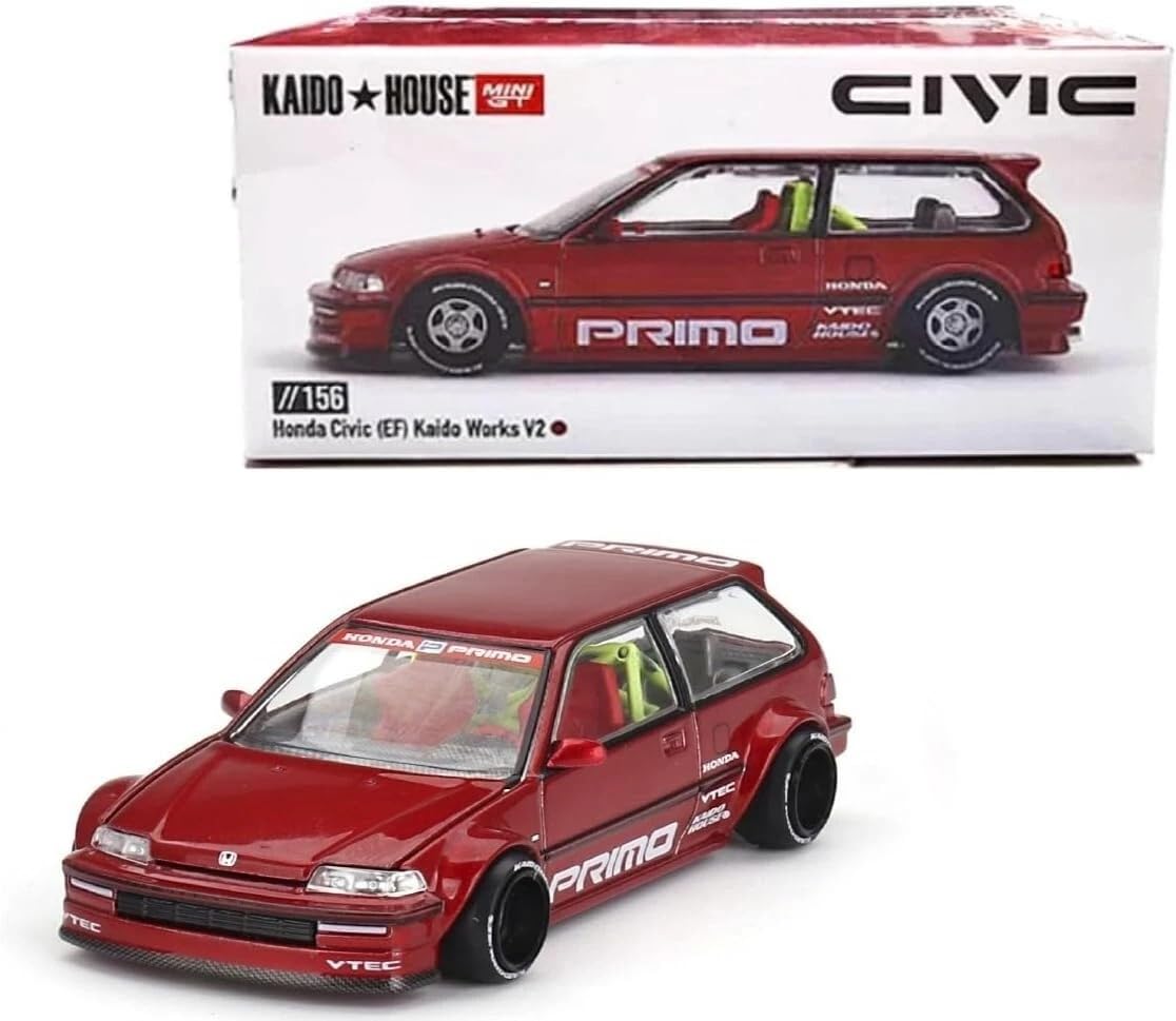 

Kaido House Honda Civic Kaido Works V2 by Mini GT Red 156 Diecast (EF) 164