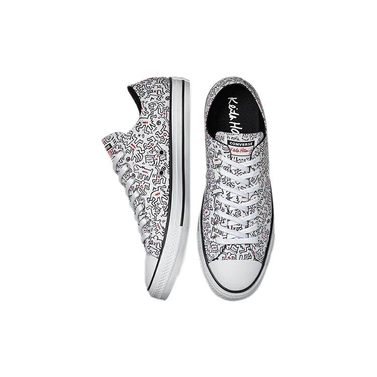 Converse Keith Haring X Chuck Taylor All Star Low Dancing Figures Allover Print Unisex Sneakers White Black Red 171860C