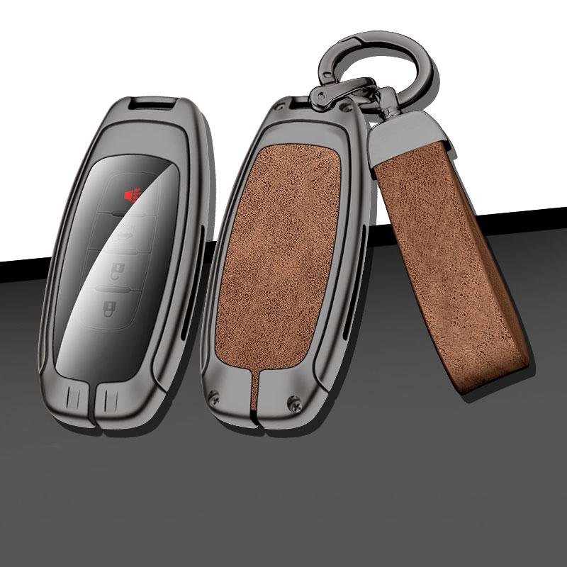 Metal Genuine Leather Auto Key Fob Cover Fit For Nissan X-Trail T33 Qashqai J12 Teana Protect Housing Skin Mount Auto Accessories