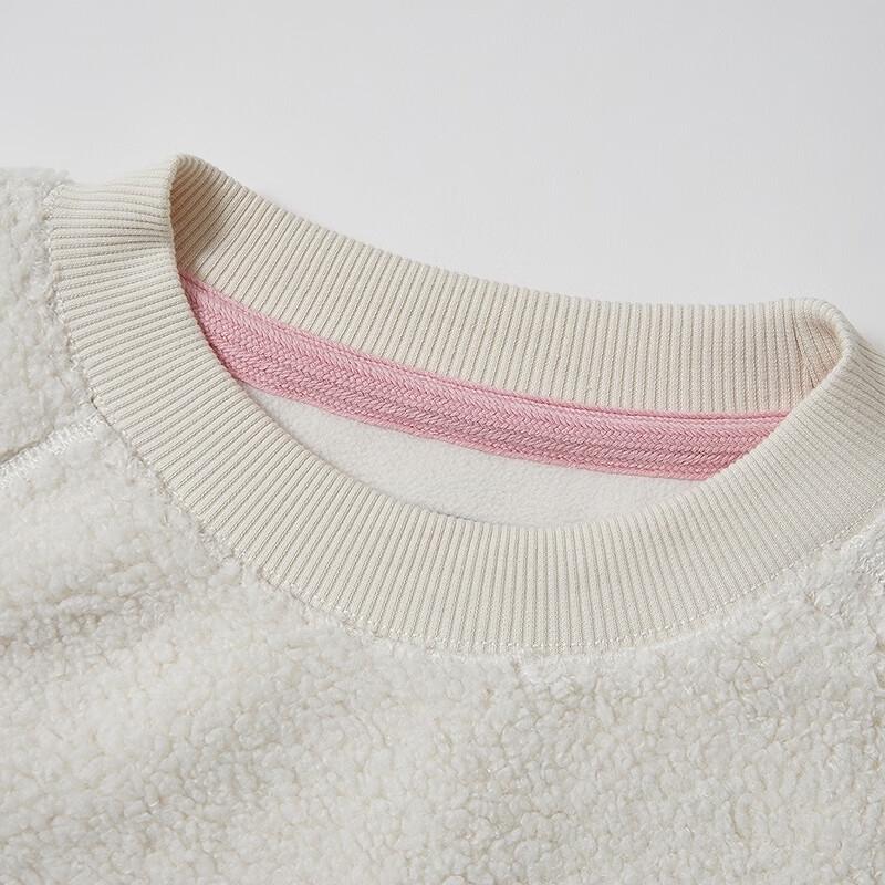 Teenie Weenie Women's 2025 Autumn Round Neck Faux Lamb Wool Sweatshirt