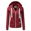 Casual Women Autumn Solid Color Long Sleeve Hoodie Pockets Zipper Sports Coat