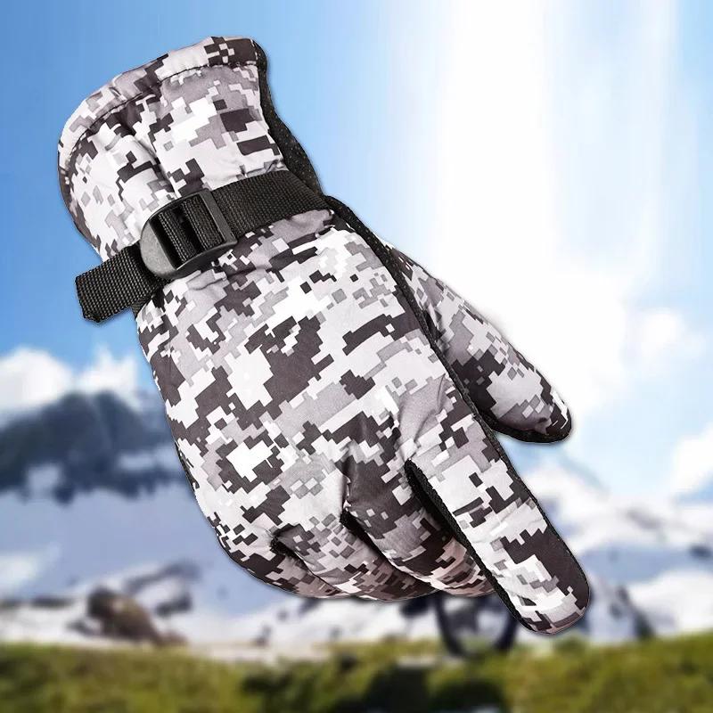 1 Pair Winter Warm Camouflage Fishing Gloves Skiing Running Riding Mittens Windproof Fleece Camo Cycling Full Fingers Mittens