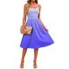 Women's Gradient Print Casual Sleeveless Dress Adjustable Straps Pockets Midi Length Summer Sundress