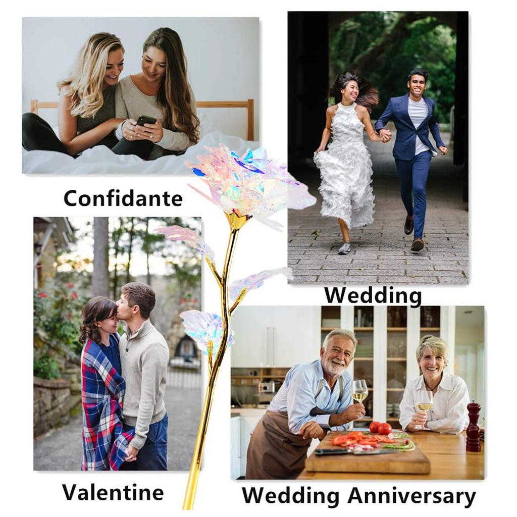 Bunte leuchtende Rose, künstliche Blume, einzigartige Geschenke für Frauen und Mädchen, Valentinstag, Geburtstag, Party, Blumendekoration