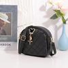 Embroidered Rhombus Pearl Pendant Single Shoulder Crossbody Small Round Bag Texture Niche Design Women's Bag