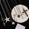 Korean Niche Design Silver Cross Necklace Female Long Clavicle Punk Retro Hottie Y2k Neck Jewelry