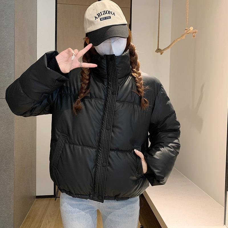 Leave-in Leather Short Cotton Clothes Women's Winter New Small Loose Stand-up Collar Bread Clothes Jacket Trendy