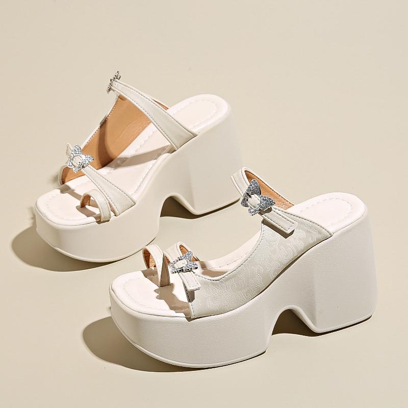 Fashion Ultra-high heel wedge slippers women's national style versatile increase summer new beach sandals