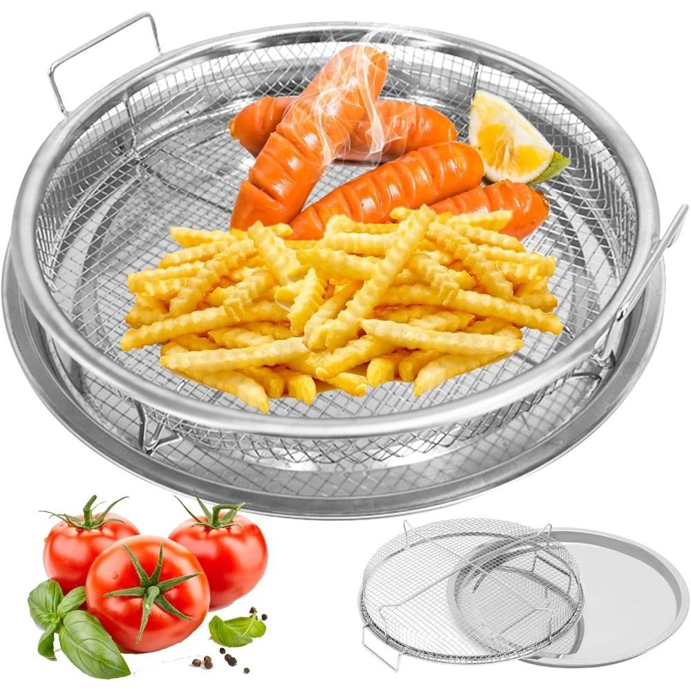 Nerezový filtrační tác Snadno se čistí Opakovaně použitelný Koš do trouby a horkovzdušné fritézy Kulatý fritovací rošt Koš Kuchyňský vodní filtr