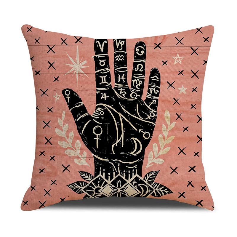 Halloween Dekokissen Happy Black Cat Skull Print Kissen Leinen Bequem Heimdeko Sofakissenbezug