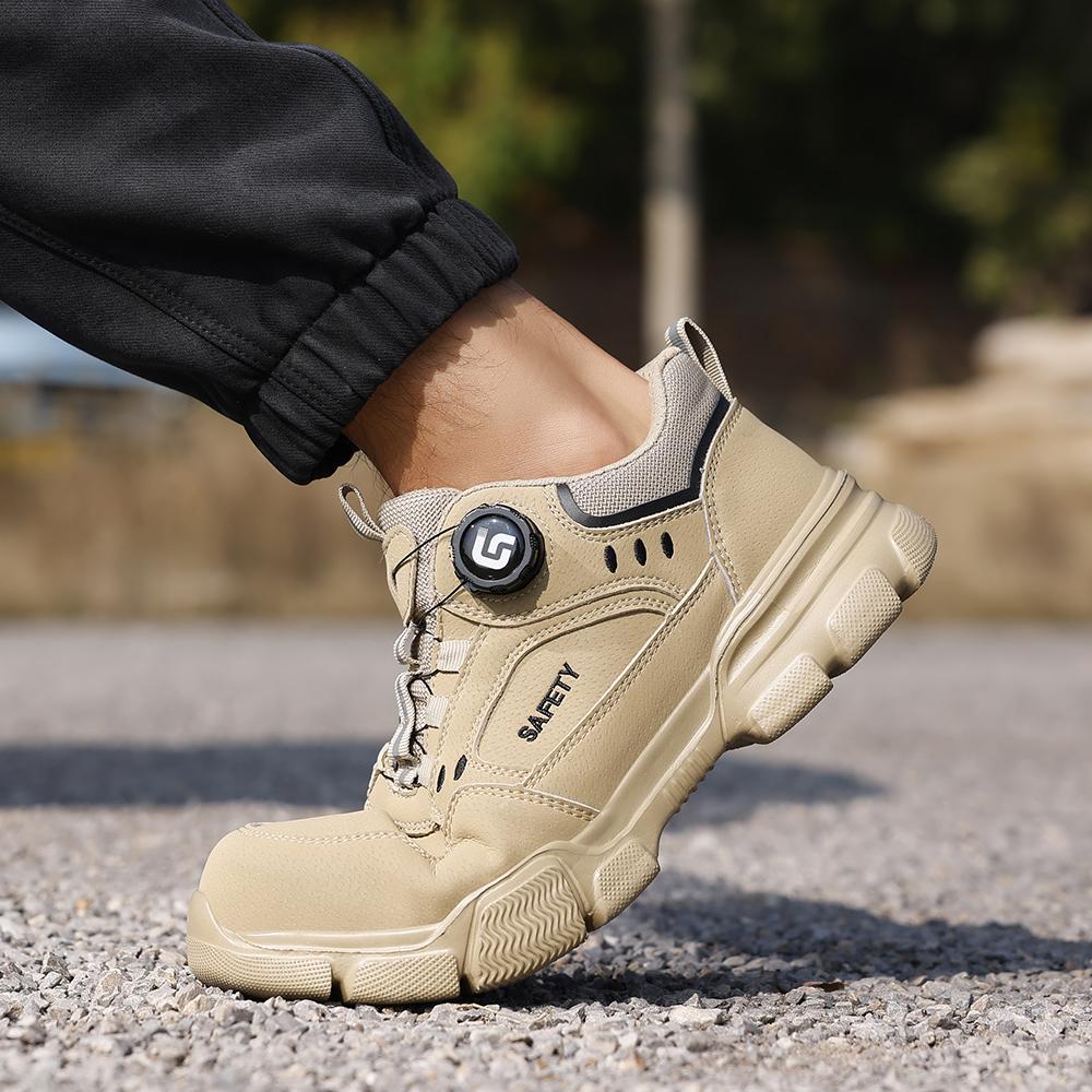 New Security Men's  Shoes Rotating Button Work Boots Waterproof Steel Toe Shoes Puncture-Proof Work Shoes Sneakers Indestructible Shoes