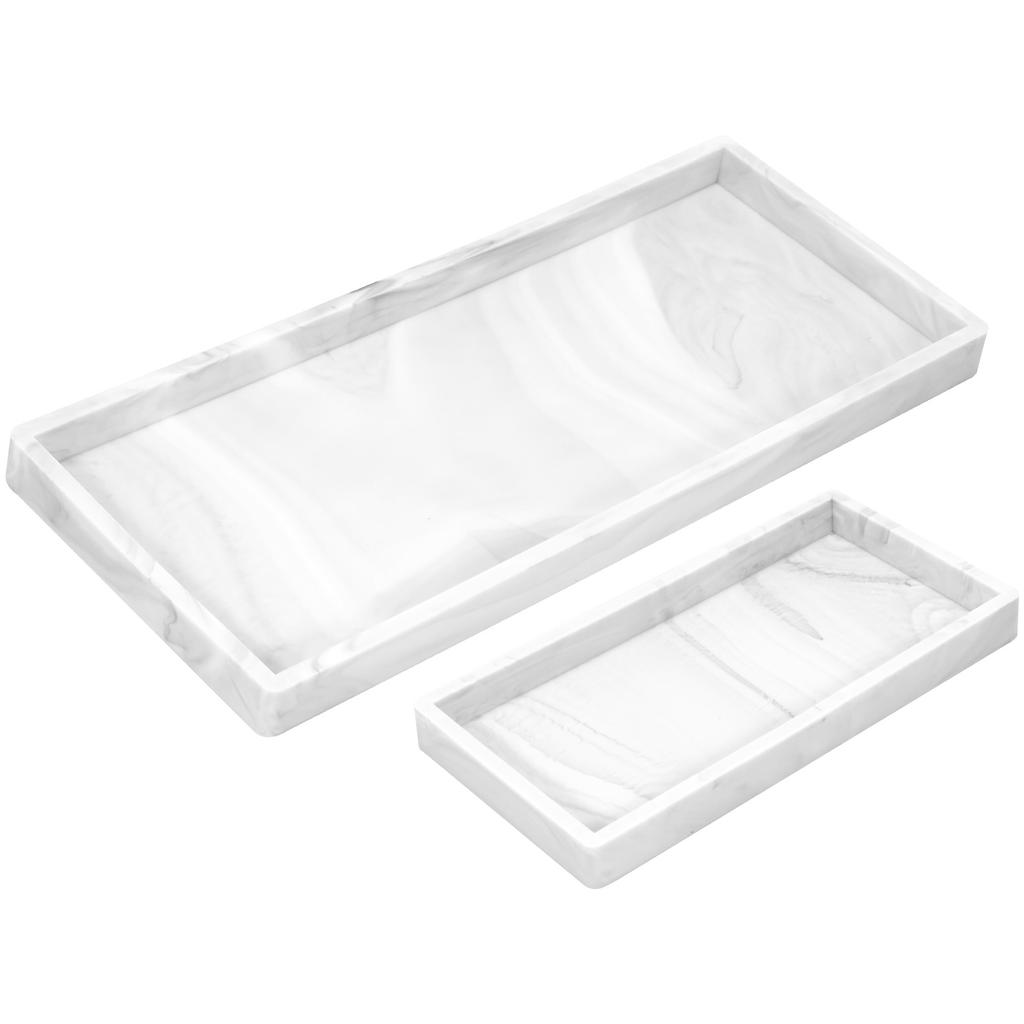 2Pcs Bathroom Vanity Tray Silicone Bathroom Tray for Counter Perfume Key Trinket Ring Tray Decor Soap Dispenser Countertop Tray
