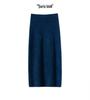 Women's High-Waisted Cashmere Knit Skirt - Autumn/Winter Hip-Hugging, Warm and Brushed