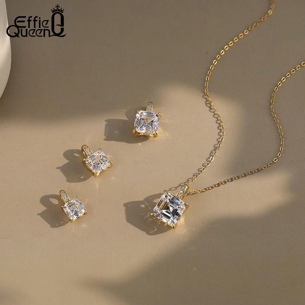 EFFIE QUEEN Elegant 1/2/3CT Moissanite Pendant Necklace 100% S925 Silver D VVS1 Diamond Shiny Neck Chain Wedding Party MON03